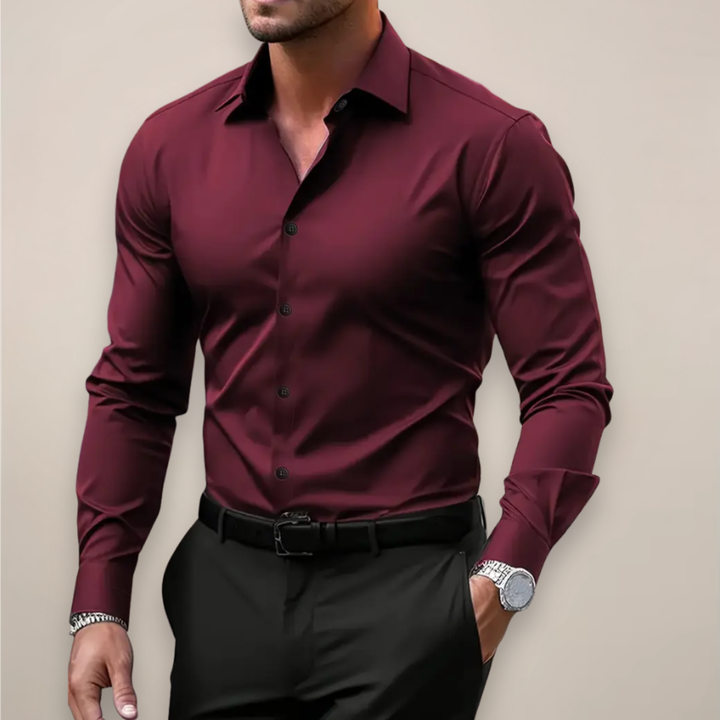 Stylish men's slim-fit shirt with long sleeves and button-down front, a key piece for men's fashion.