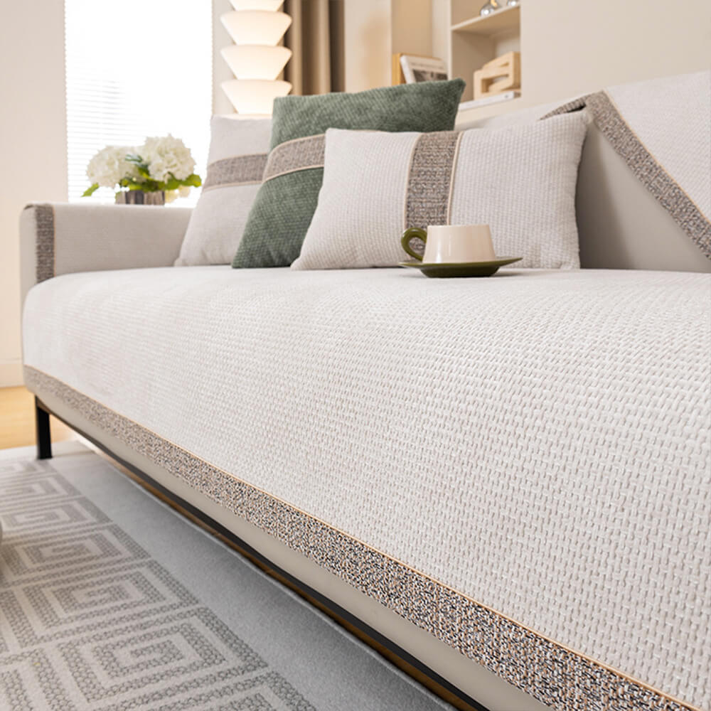 Modern tweed pattern of the chenille couch cover, enhancing home decor