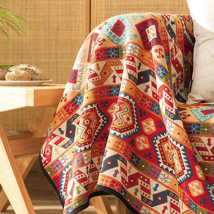 Stylish Moroccan jacquard throw blanket, versatile home decor for sofa or bed, New4 collection.