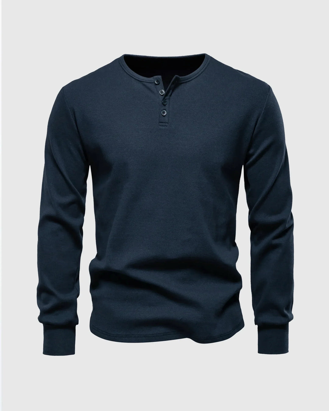 Versatile men's long sleeve henley, ideal for casual outfits & everyday comfort.
