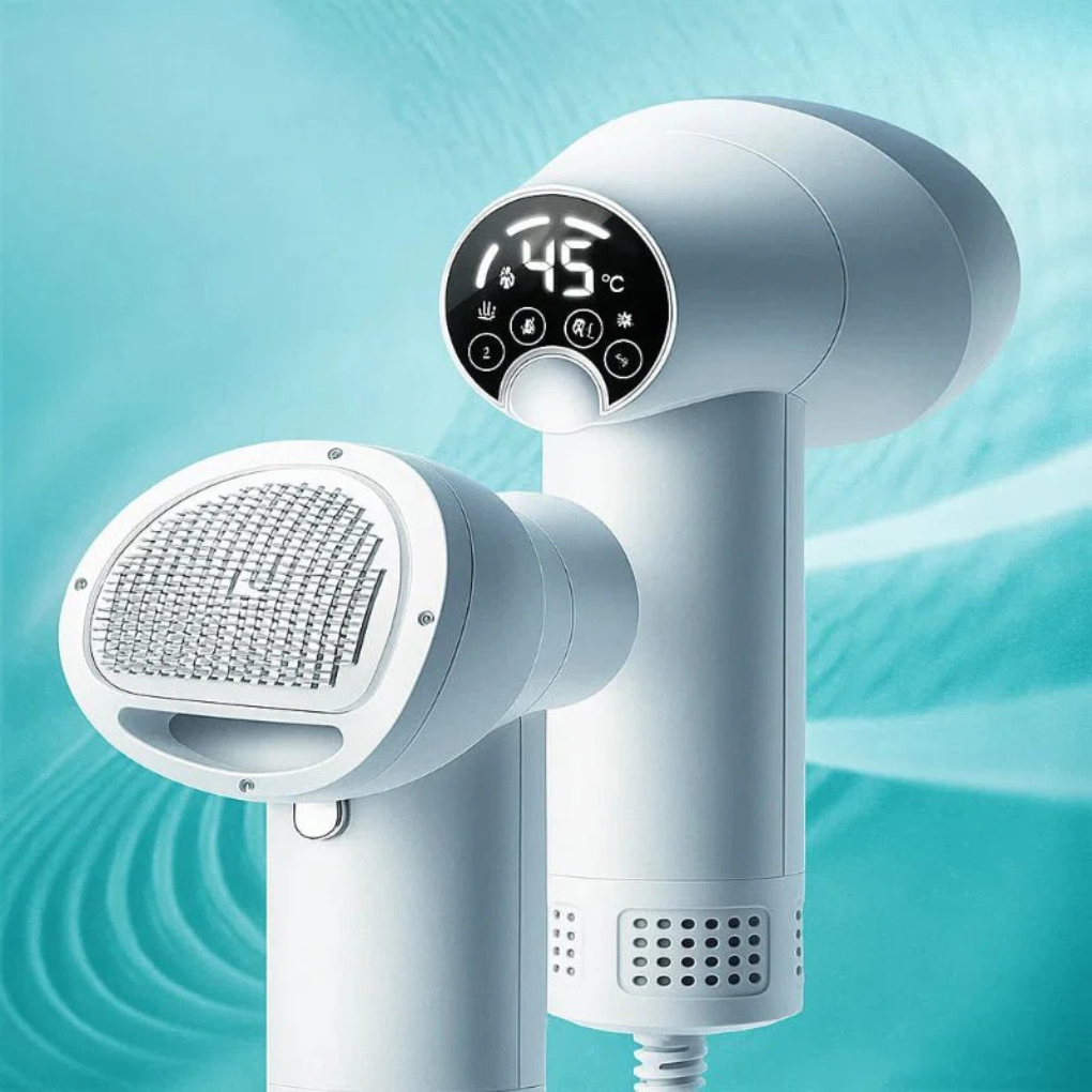 Noko pet 2-in-1 quiet pet dryer and brush, perfect for dog and cat grooming at home.