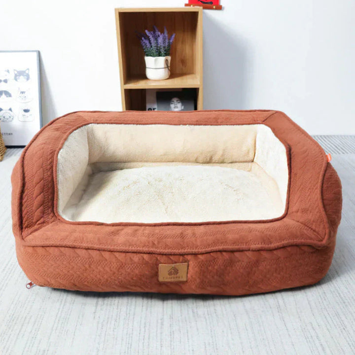 Orthopedic dog bed with removable washable cover, providing joint support for pets