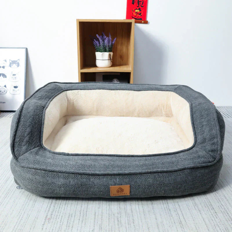 Unisex orthopedic pet bed with a soft, supportive design and a zipper for cover removal