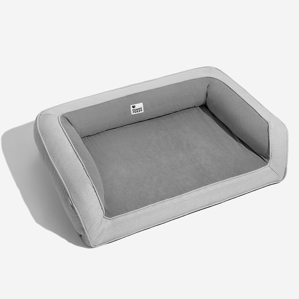 Diagram illustrating memory foam layers within the orthopedic dog sofa bed for full support