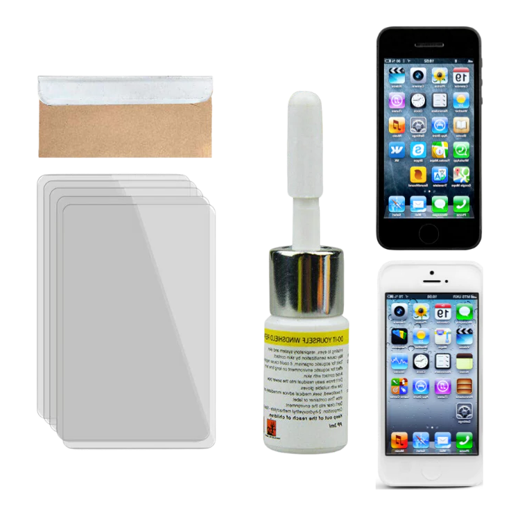 DIY instant phone screen & windshield crack repair kit for transparent, quick fix of chips and cracks on glass.