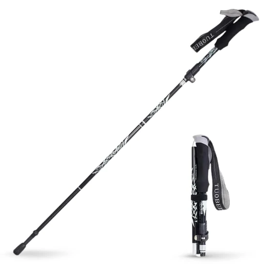 Unisex automatic retractable hiking stick, lightweight & durable for trails. Portable trekking pole.