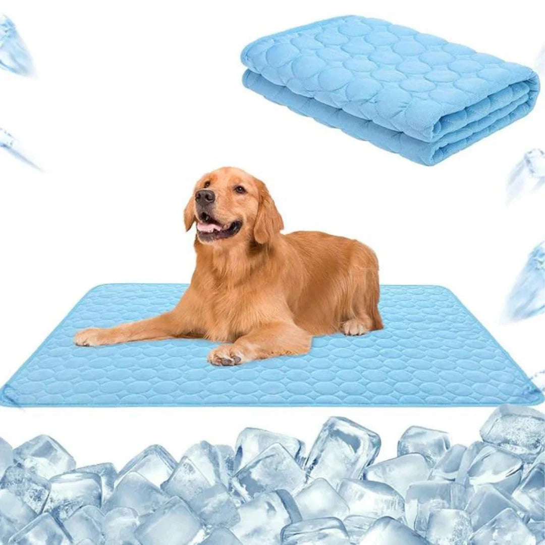 Pet cooling mat with 3-layer comfort design for dogs and cats in blue