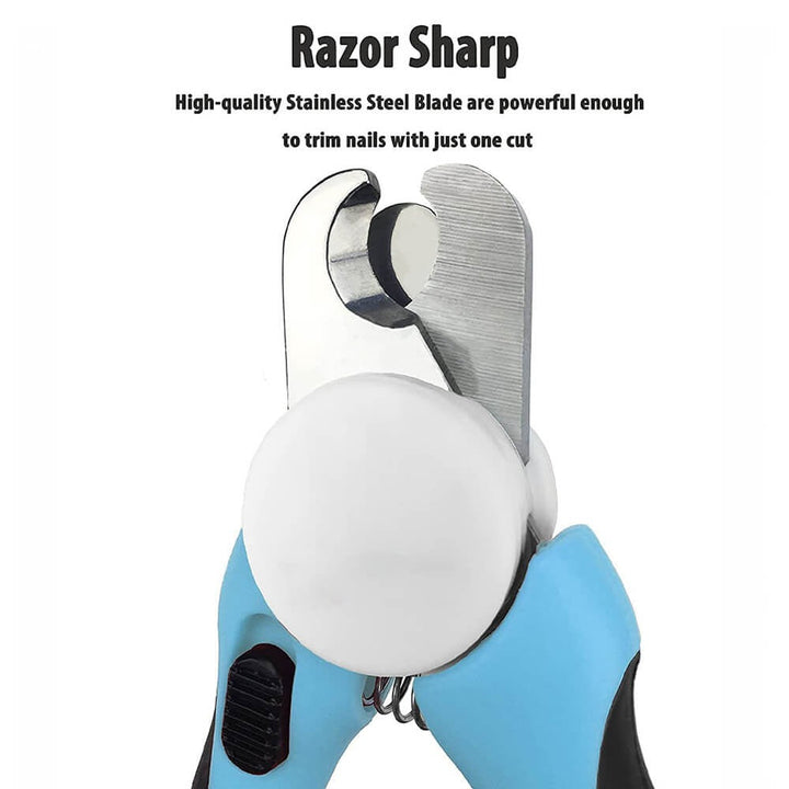Pet grooming nail clipper with safety guard for safe dog and cat nail care