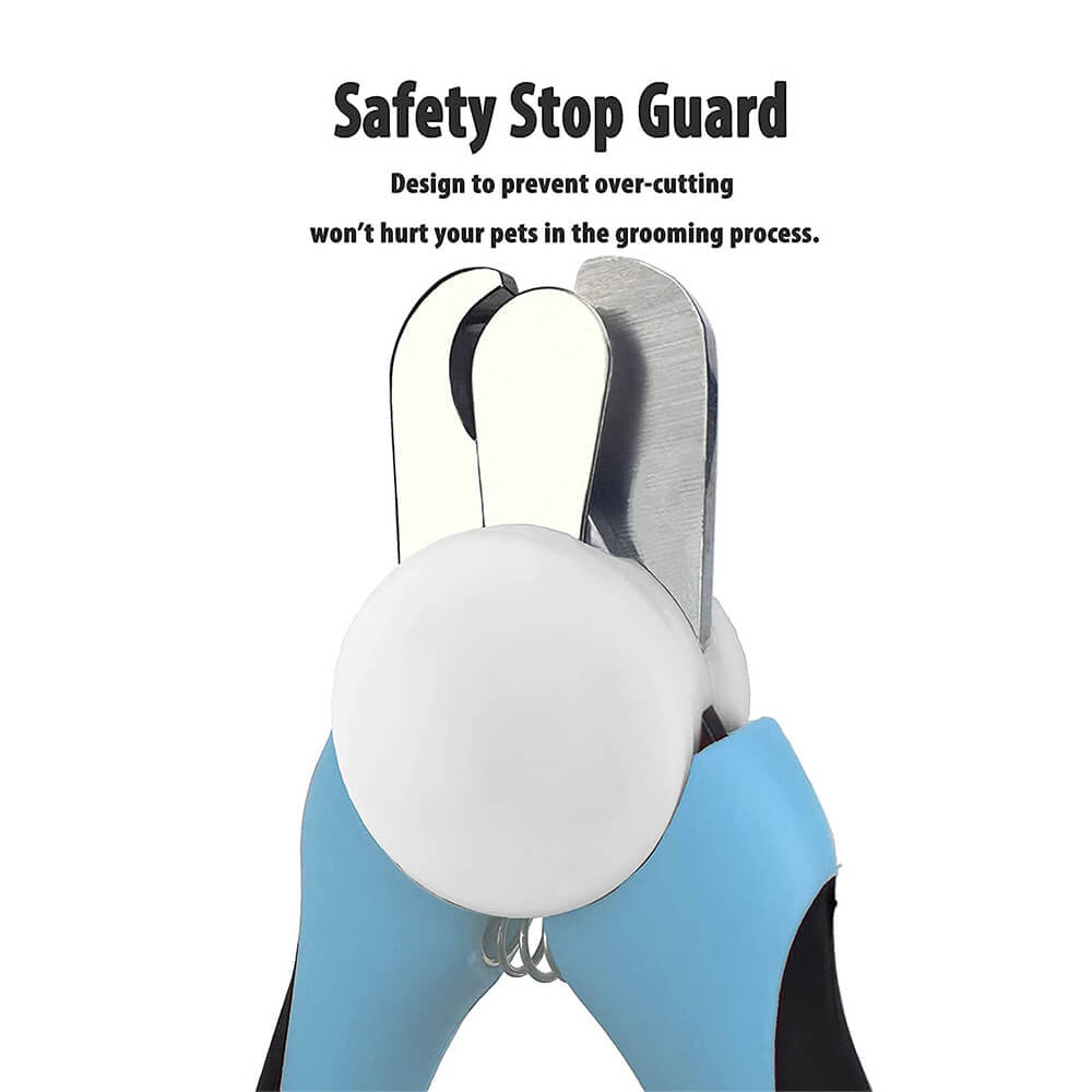 Pet grooming kit: durable nail clipper with safety stop and convenient nail file for pet care.