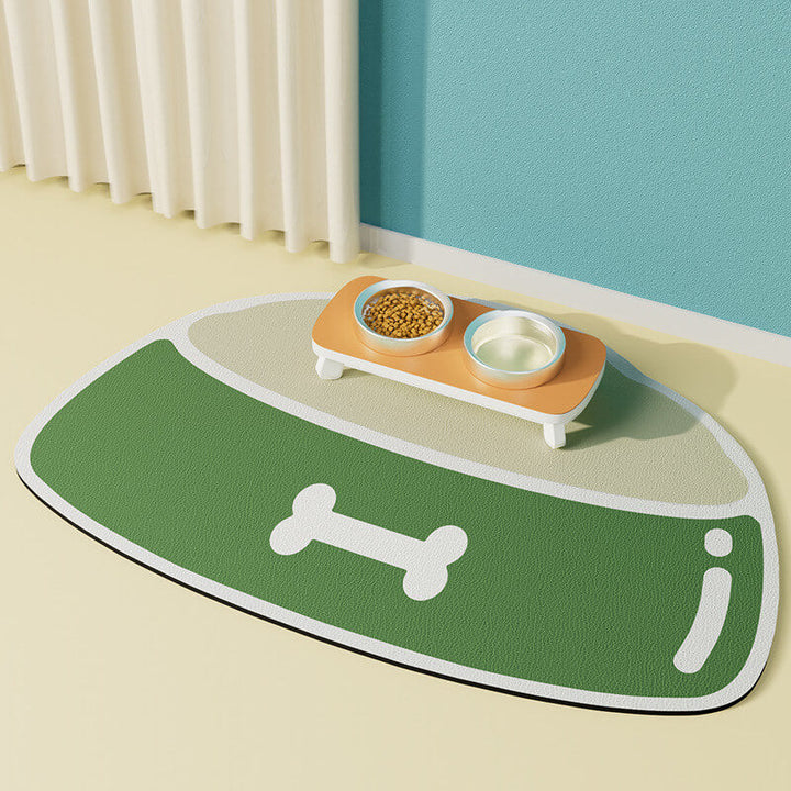 Gray pet feeding mat, quick-dry and absorbent, perfect for dog & cat food stations