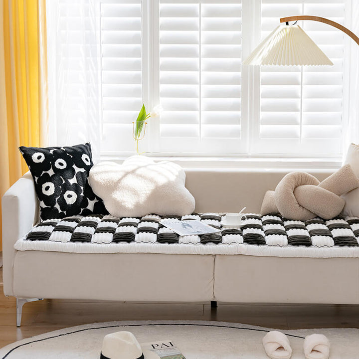 Elegant chenille pet sofa cover, enhancing living room aesthetics while protecting furniture.