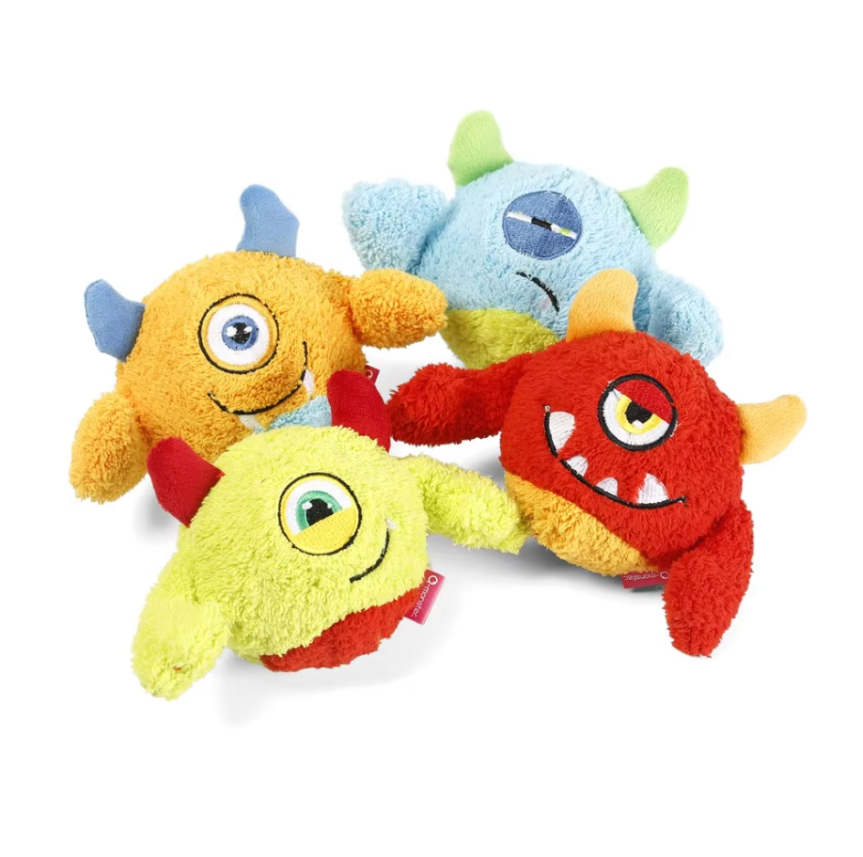 Plush monster ball, interactive dog toy designed for durable and engaging canine playtime