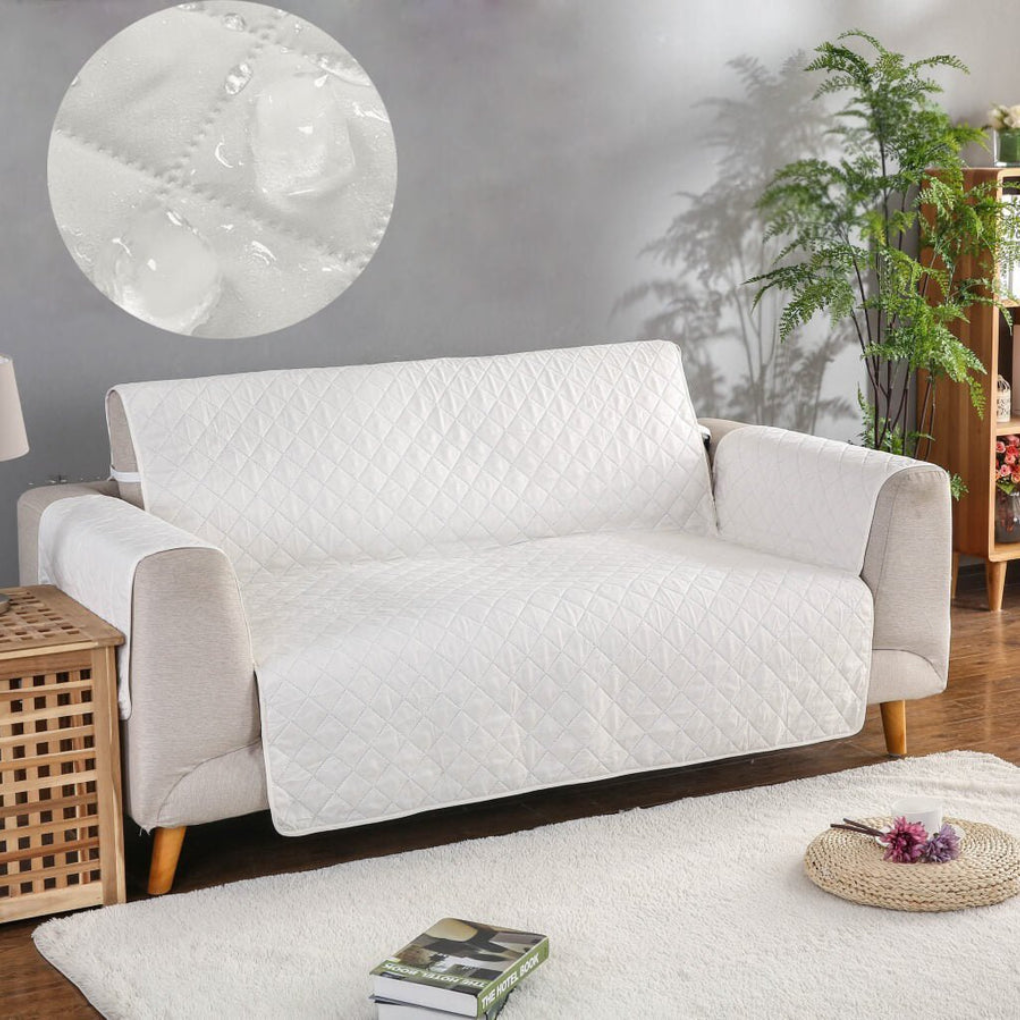 Machine washable velvet sofa cover, easy care solution for pet owners and home decor protection.