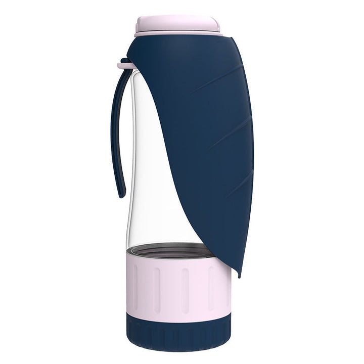 Blue portable dog water and snack bottle, a practical outdoor accessory for your canine companion.