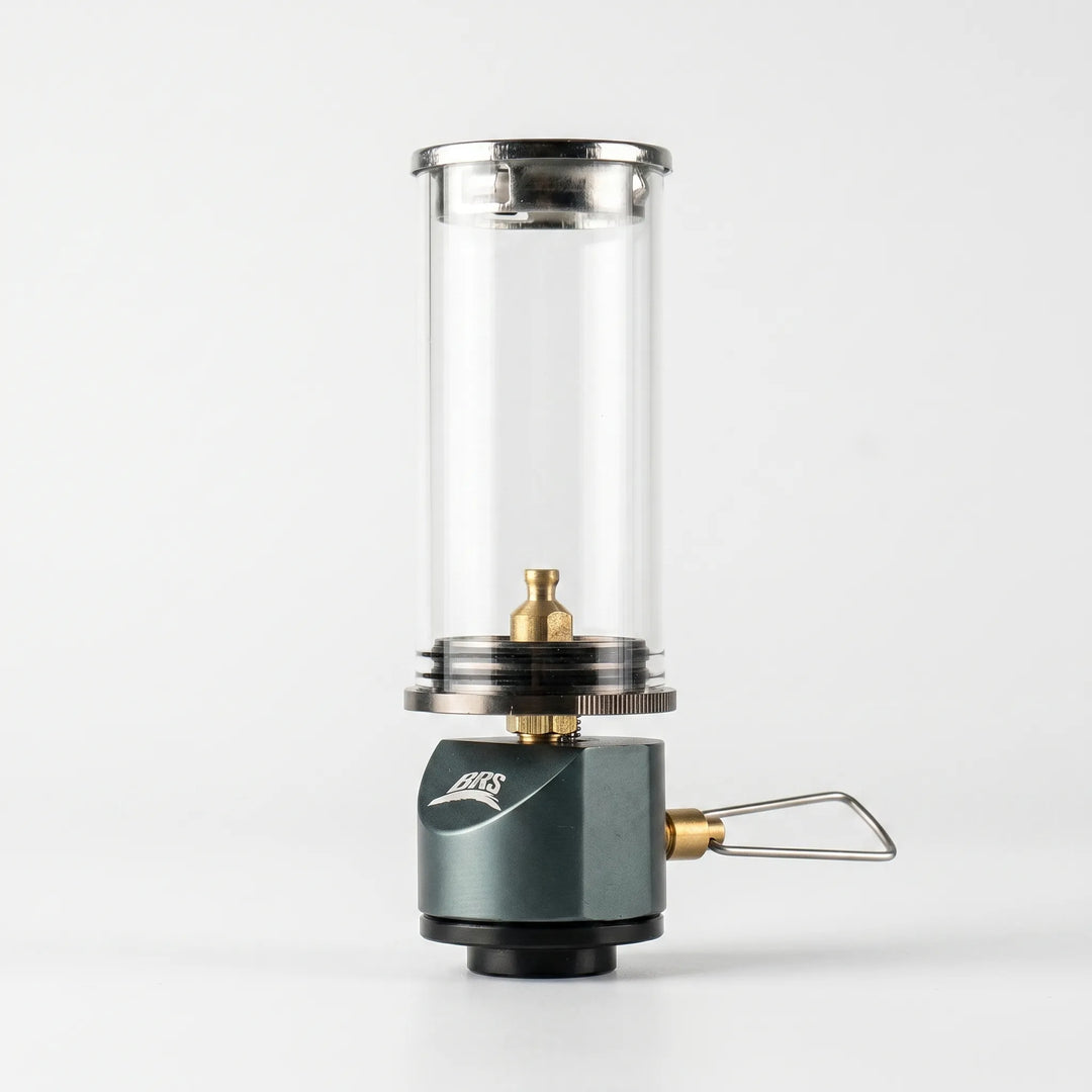 Compact gas lantern providing bright, windproof light for camping, outdoor adventures, and evening gatherings.