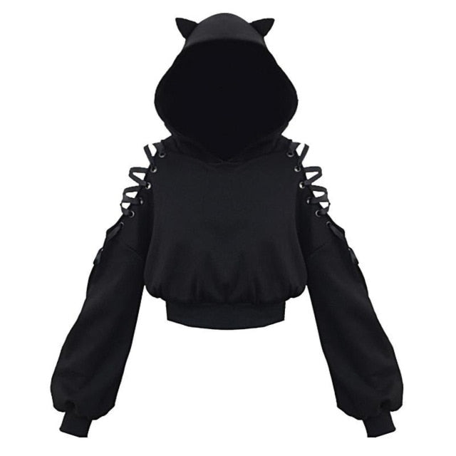 Women's Aida cat ear hoodie, a cozy pullover with playful feline ears, perfect for cute, casual wear & everyday style.