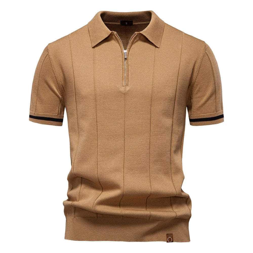 Elegant men's Monza quarter-zip collared shirt, soft knit for exceptional comfort and style.