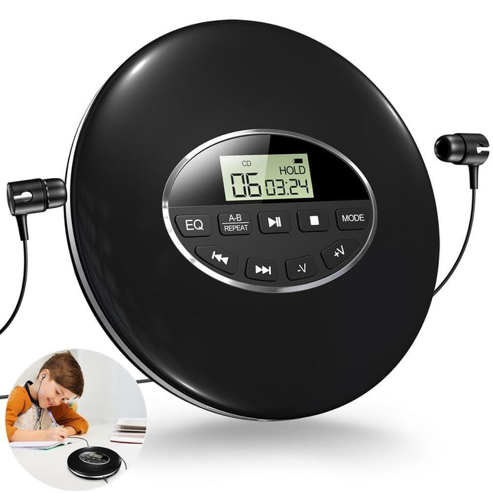 Portable CD player for car & personal use, with anti-skip protection. Ideal compact disc music player for travel.