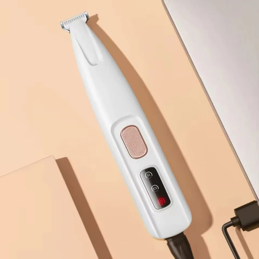 Rechargeable cordless pet paw & fur trimmer for quiet dog and cat grooming, waterproof design.