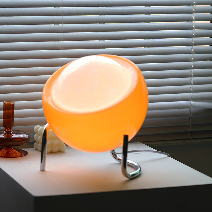 Bedside retro glass table lamp, Nordic design LED night light for modern home decor.