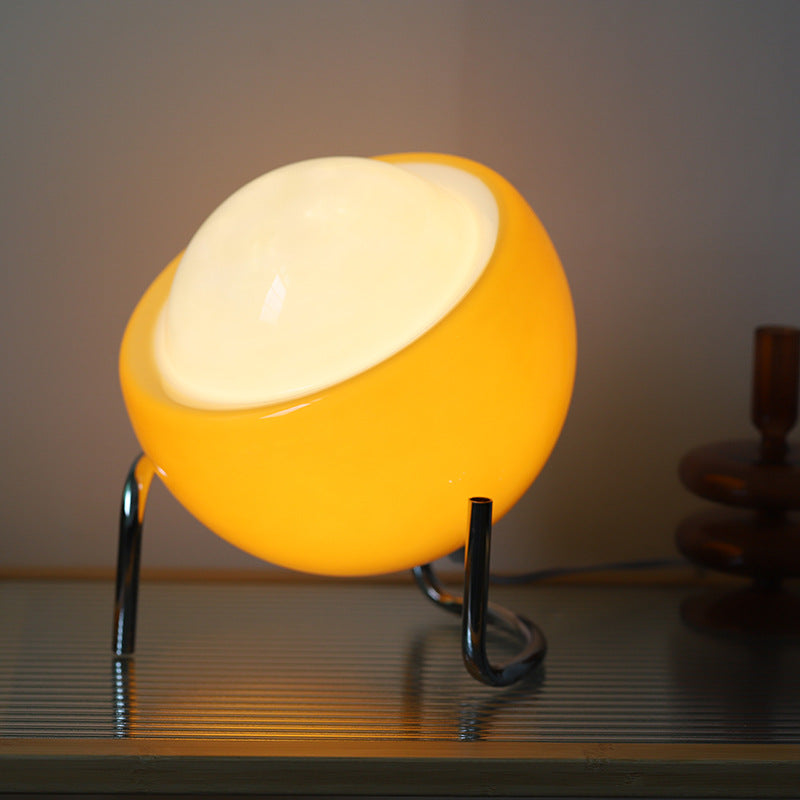 Retro glass table lamp, Nordic LED night light for bedroom & living room decor.