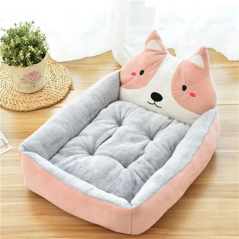 Tiger plush animal head pet bed for cats and small dogs, warm, cozy, and luxurious