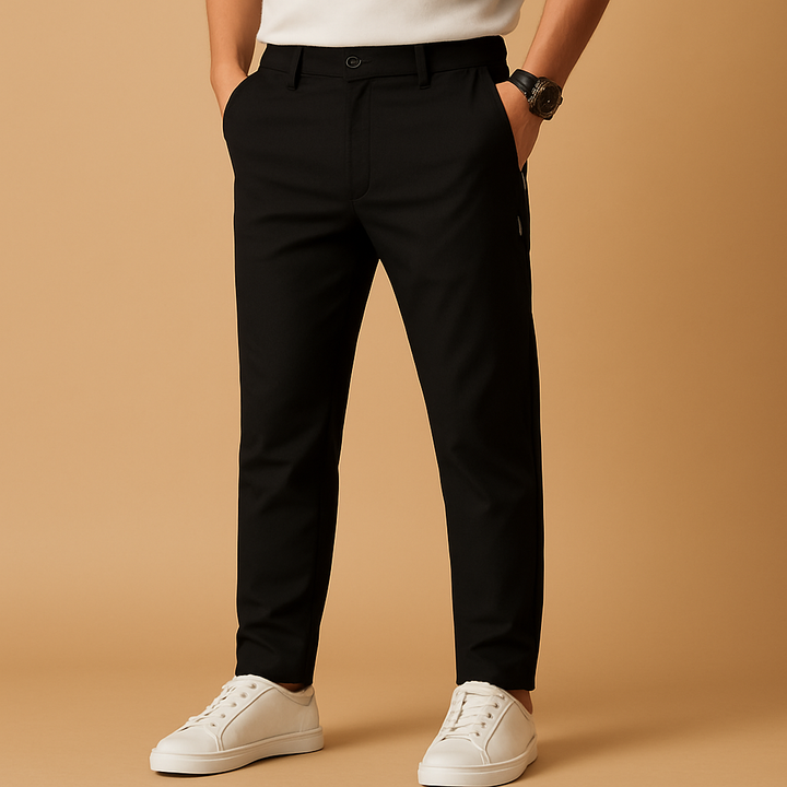 Light Gray Men's Slim-Fit Training Pants. Performance athletic wear with a flexible design for comfort during workouts.