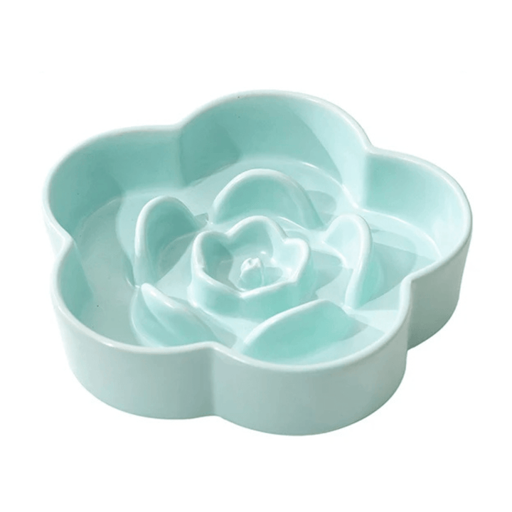 Durable 6.7in white ceramic slow feeder dog bowl, digestion aid for small pets, anti-gobble