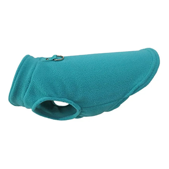 Pet accessories: red small dog fleece jacket with D-ring, cozy winter canine clothing