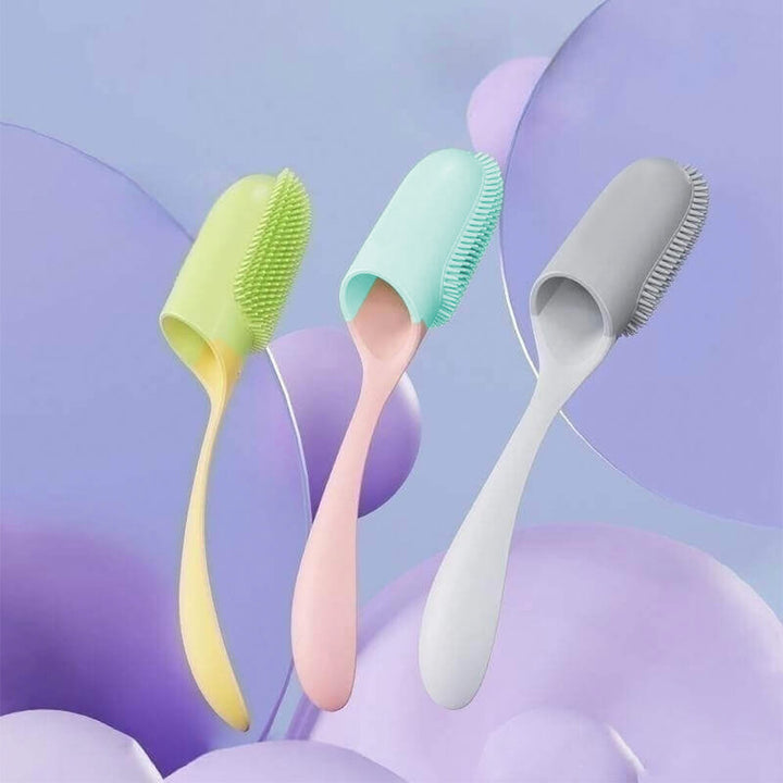Soft pet finger toothbrush for dog and cat dental cleaning, promoting oral hygiene and plaque removal.