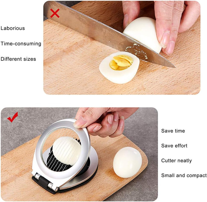 Durable stainless steel egg slicer for consistent slices. Simplifies food prep and is easy to clean.