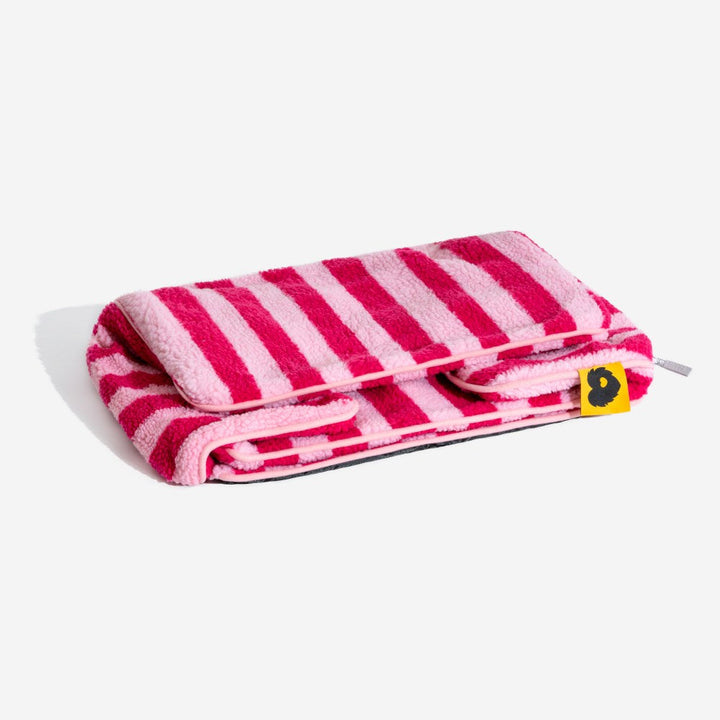 Striped faux lambswool pet sofa bed cover for ultimate dog & cat comfort, washable replacement
