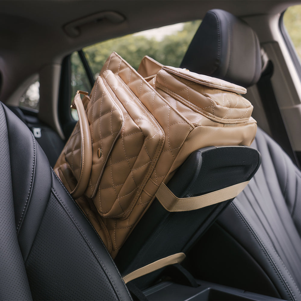 Durable pet carrier for small pets, ideal for car travel, with ample ventilation.