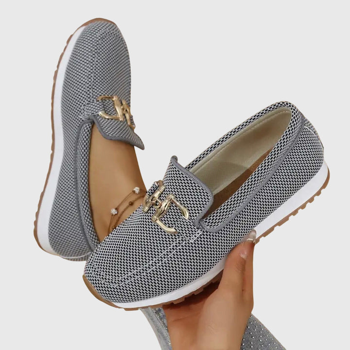 Fashionable women's comfort shoes: orthopedic slip-on loafers with excellent arch support.