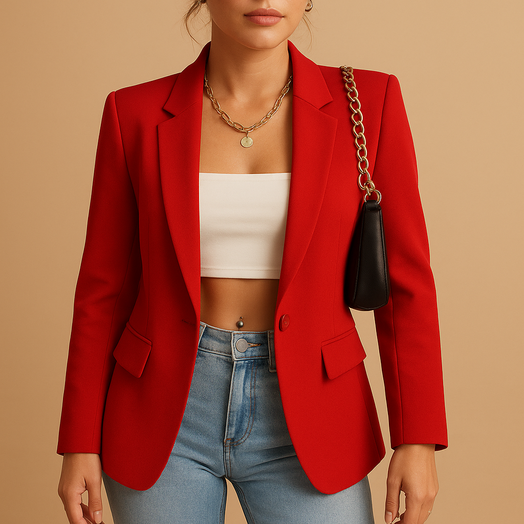Sophisticated women's elegant blazer, a classic tailored jacket for a polished professional workwear look.