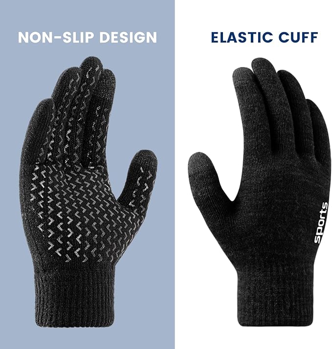 Gray unisex touchscreen thermal winter gloves, essential for warmth & device use in cold.