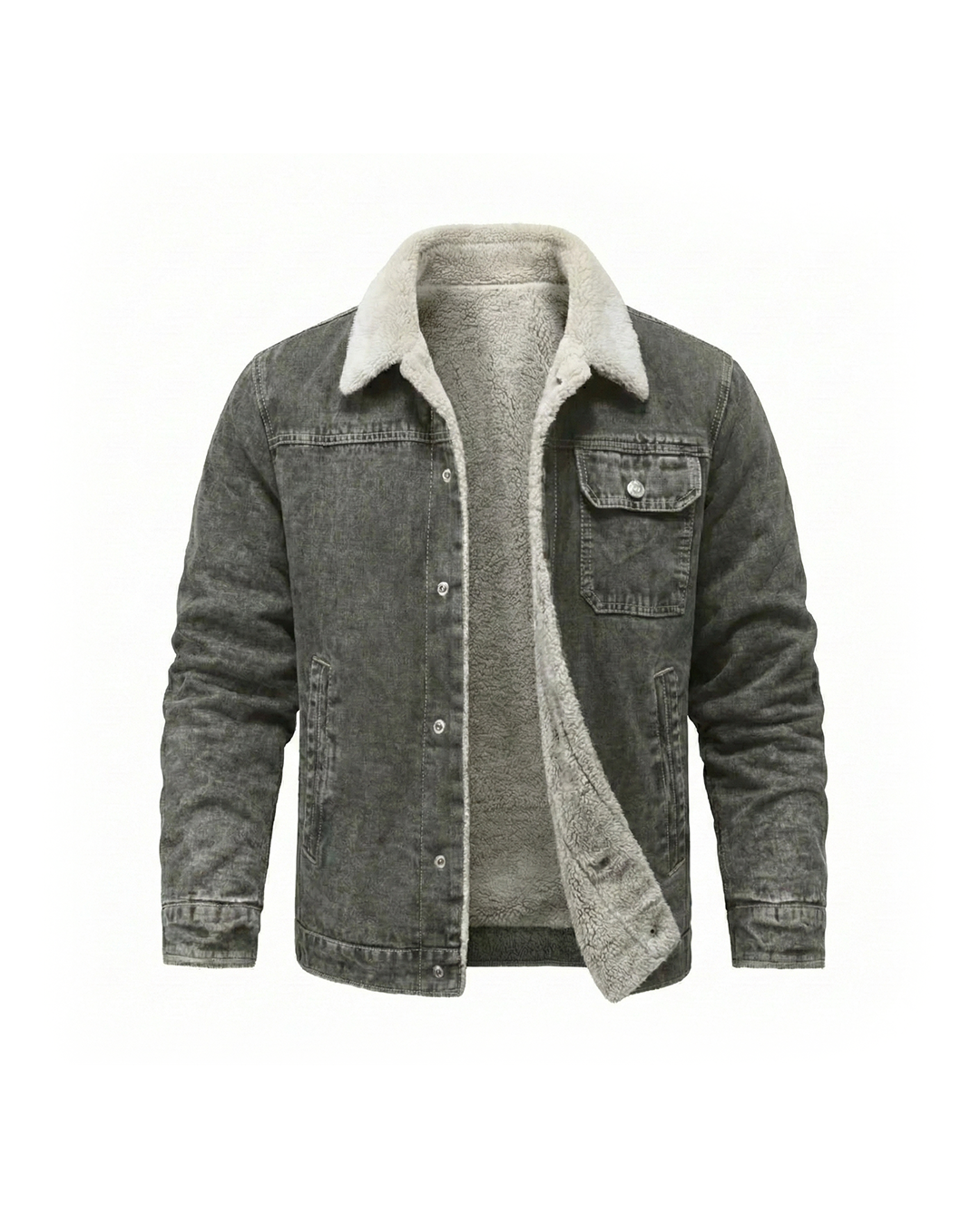 Classic unisex blue denim jacket, perfect for everyday style and casual wear.