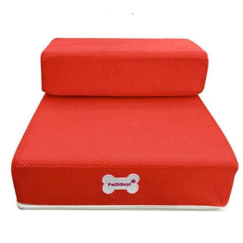 Pet furniture: 2-level dog and cat steps, non-slip, neutral color for home decor.