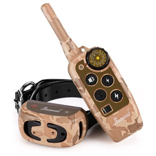 Unisex adjustable dog training collar with 670m range, black, for pet obedience training