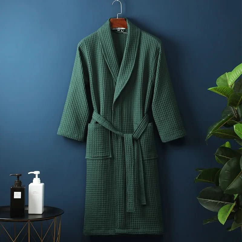 Soft AirWeave waffle bathrobe for men and women, ideal for post-shower absorbency & leisurely comfort.