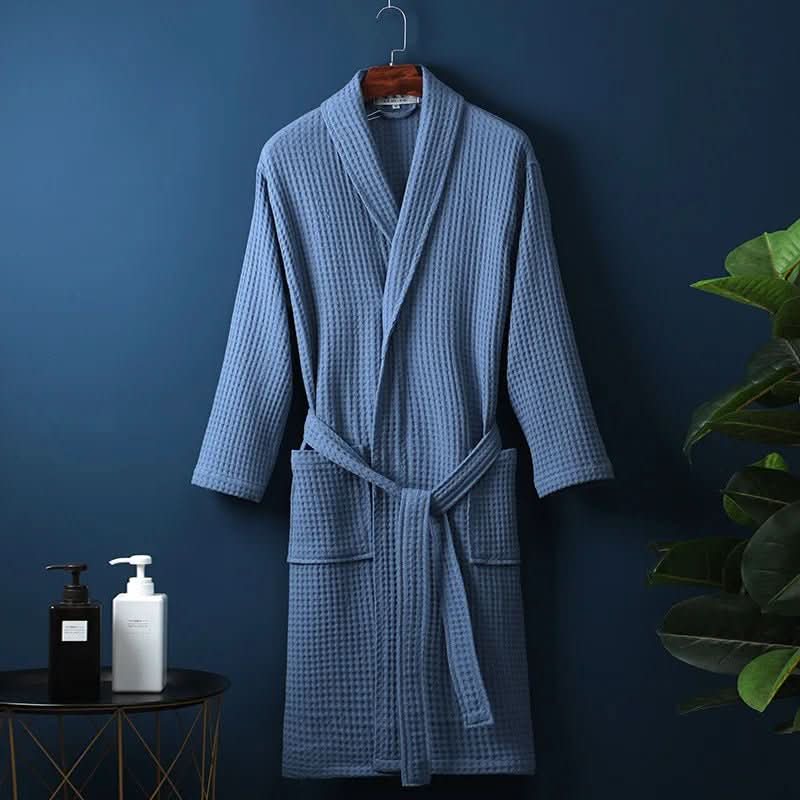 Ultimate relaxation awaits in this unisex AirWeave waffle bathrobe, perfect for self-care & home comfort.
