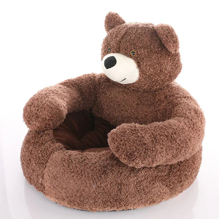 Comfortable teddy bear pet bed, plush design for small animals, easy to wash