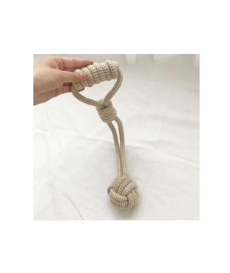 Dog accessory: Rope chew toy with a loop handle, ideal for tugging and dental wellness.