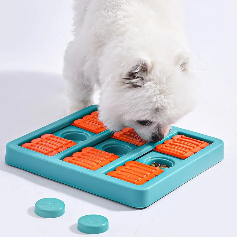 Unisex interactive dog snuffle mat for mental stimulation with hidden treats, top view.