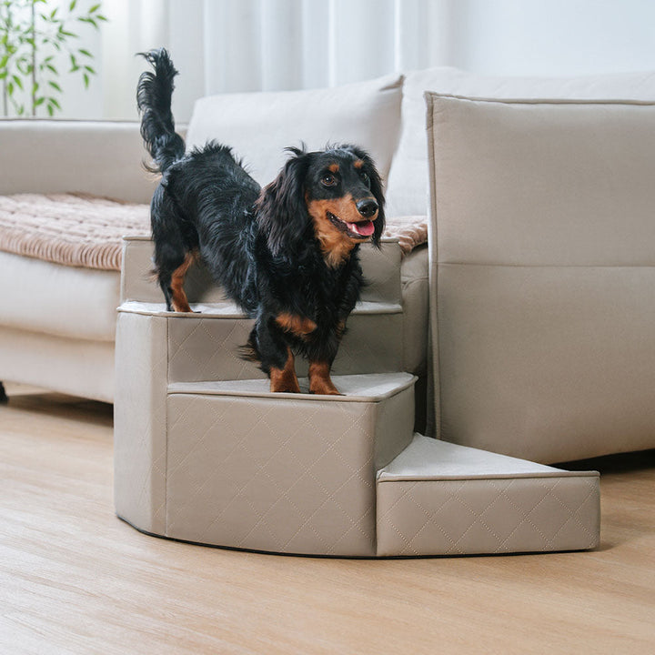 Pet stairs that match home decor, elegant faux leather design