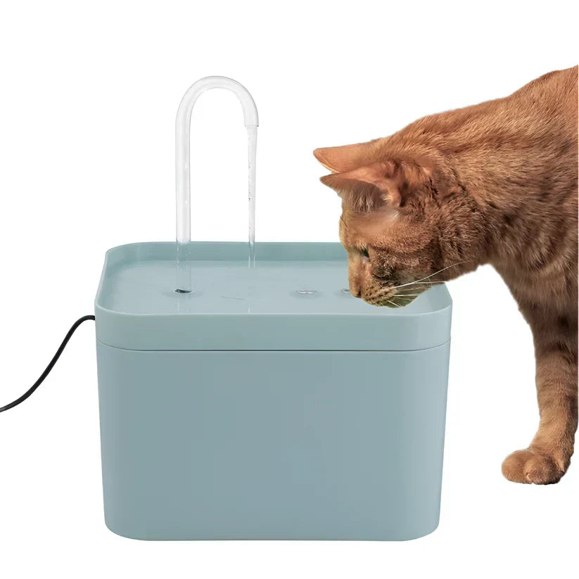 Portable pet water fountain with 2L reservoir, LED indicator, and water filter
