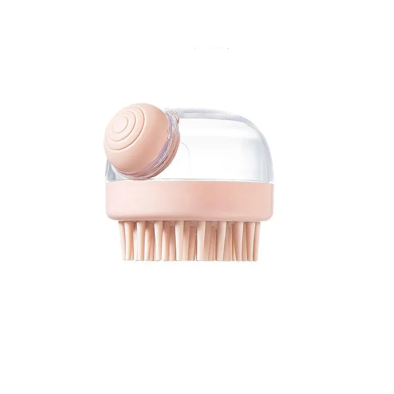 Ergonomic pet grooming tool: silicone massage brush for dogs and cats, doubles as a shampoo dispenser