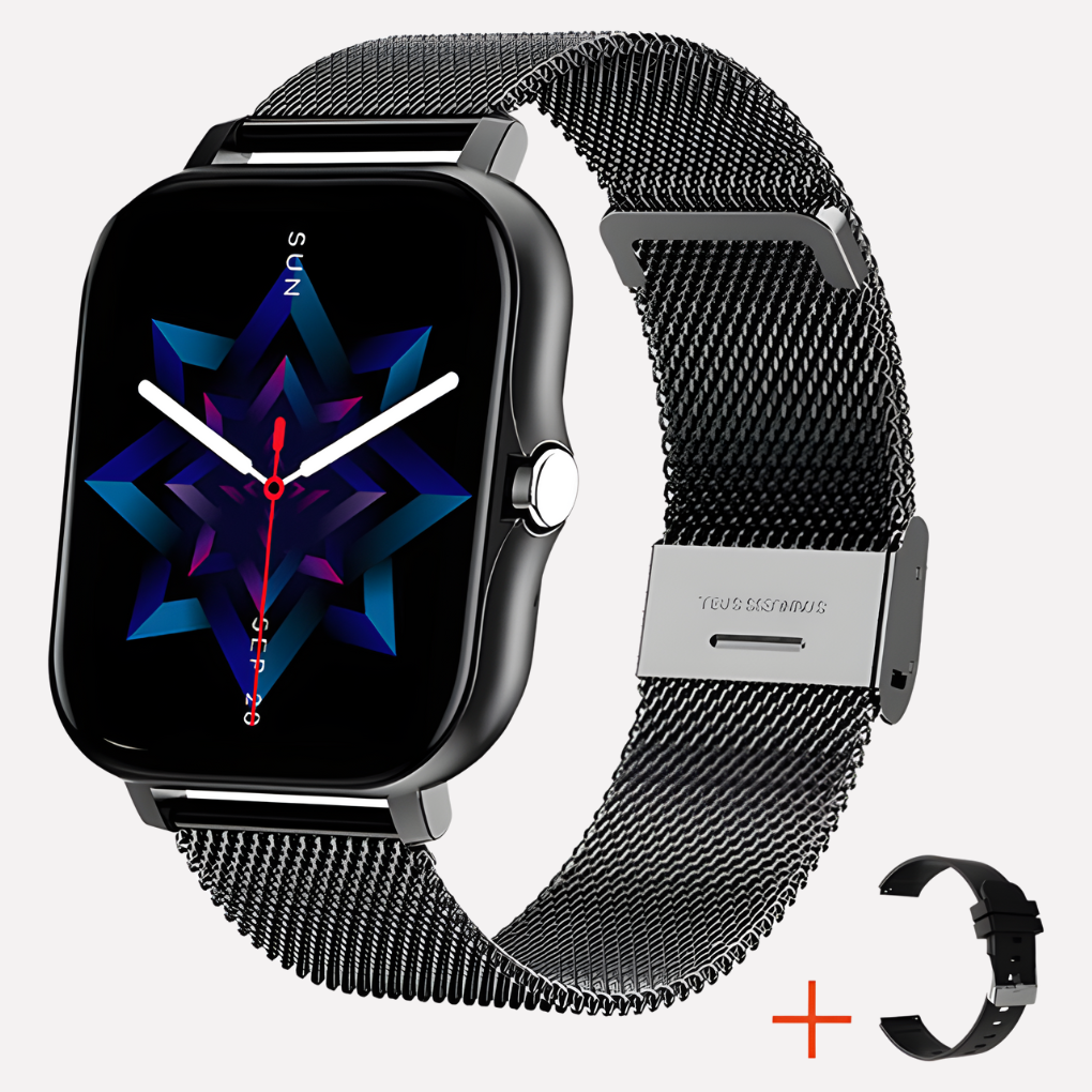 Sleek unisex smartwatch with GPS for location tracking & SOS call button for quick emergency help.