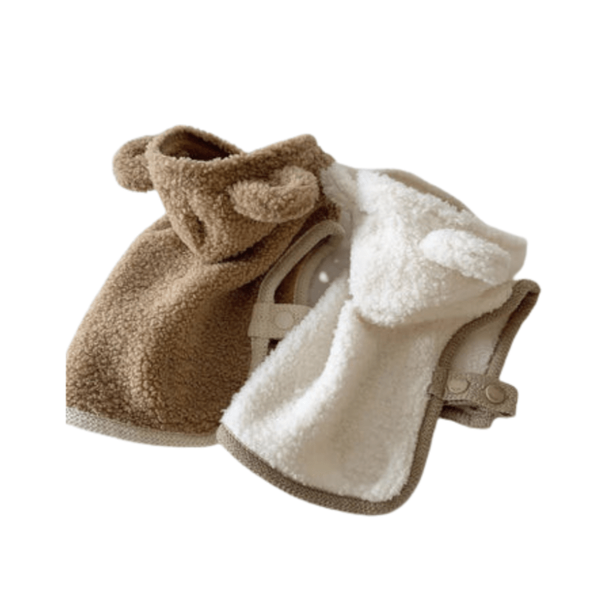 Warm cotton pet cape coat in gray, suitable for dogs and cats, front view
