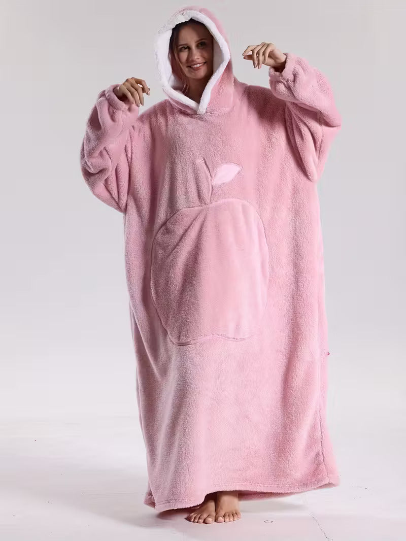Warm unisex oversized hoodie blanket for snuggling & relaxation at home.